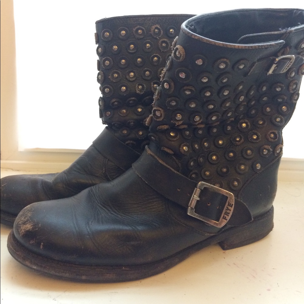 Frye Short Studded Moto Boots